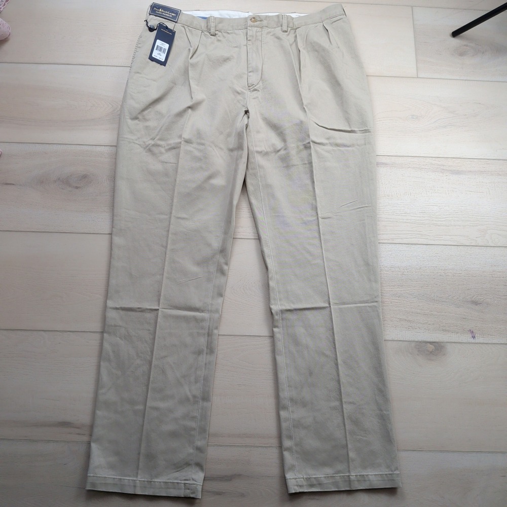 NEW Polo Ralph Lauren Mens Classic Pleated Fit Chino Pants Tan 42TX36 Tall